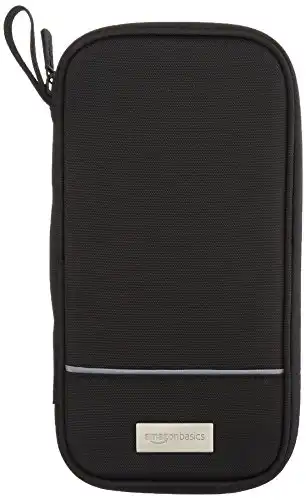 RFID Travel Passport Wallet Organizer - 10 x 5 Inches, Black