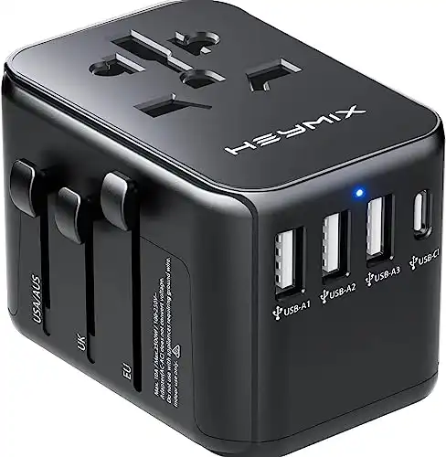 International Travel Adapter, 4-Port USB & Type-C