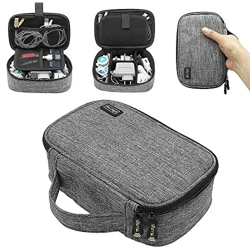 Travel Electronics Organiser Carrying Case for Power Cords Power Bank Earbuds Hard Drives Memory Cards Laptop Adapter Mouse Small Accessories