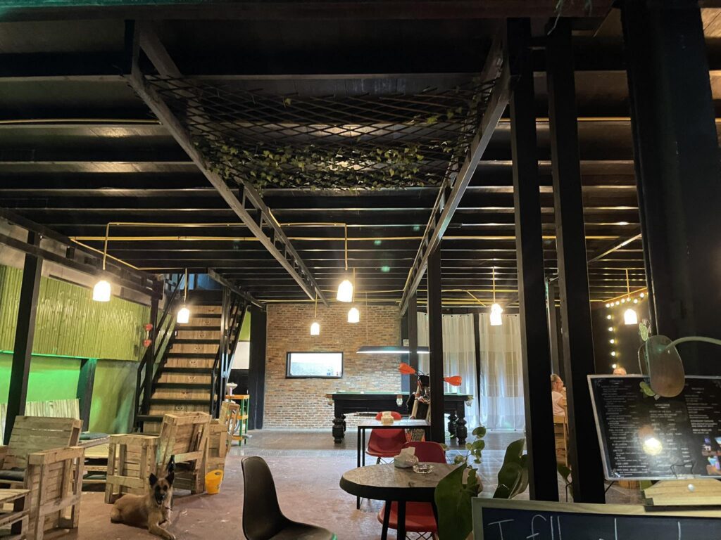 Looking inside the ground level of Lime Lounge Vang Vieng