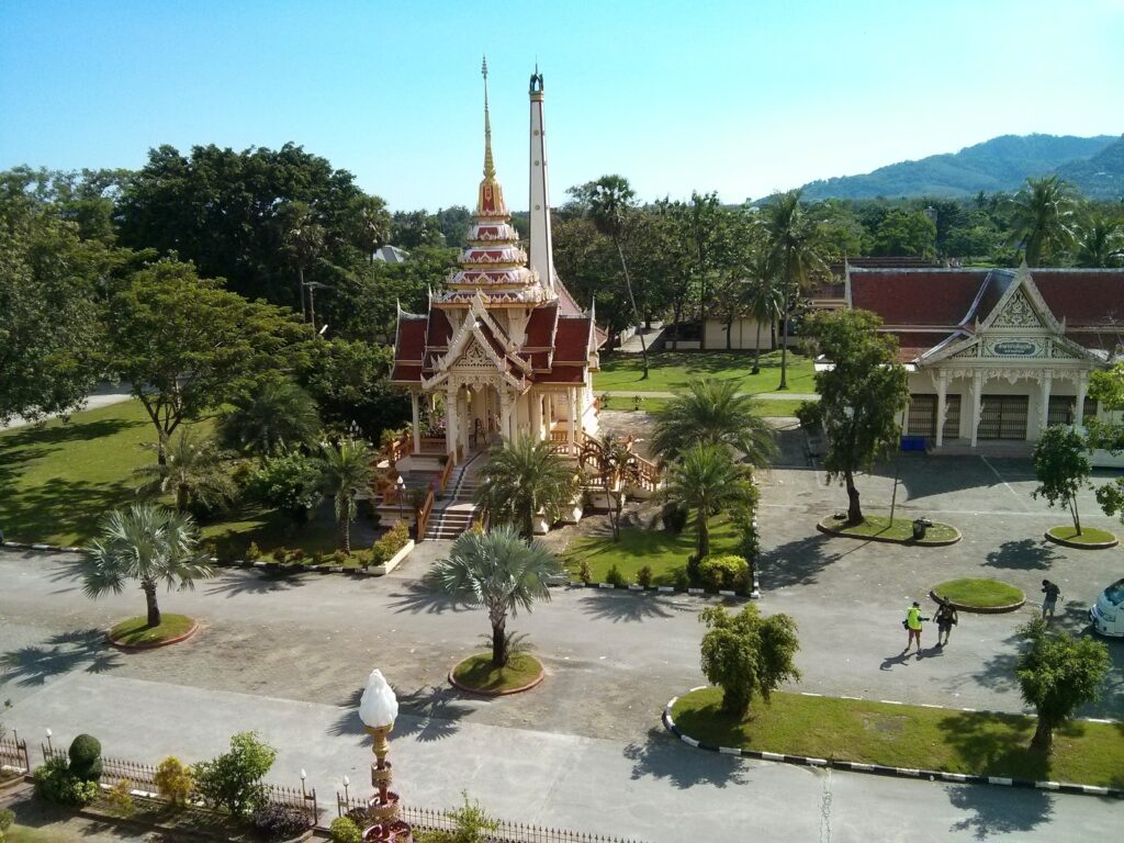 arial view of the grounds with two of the many buildings in view