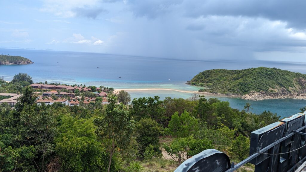 the view looking over the bay from main deck of 420 bar phangan